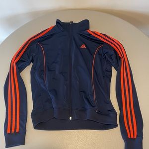 Adidas Dark Blue and Orange Stripe Track Jacket